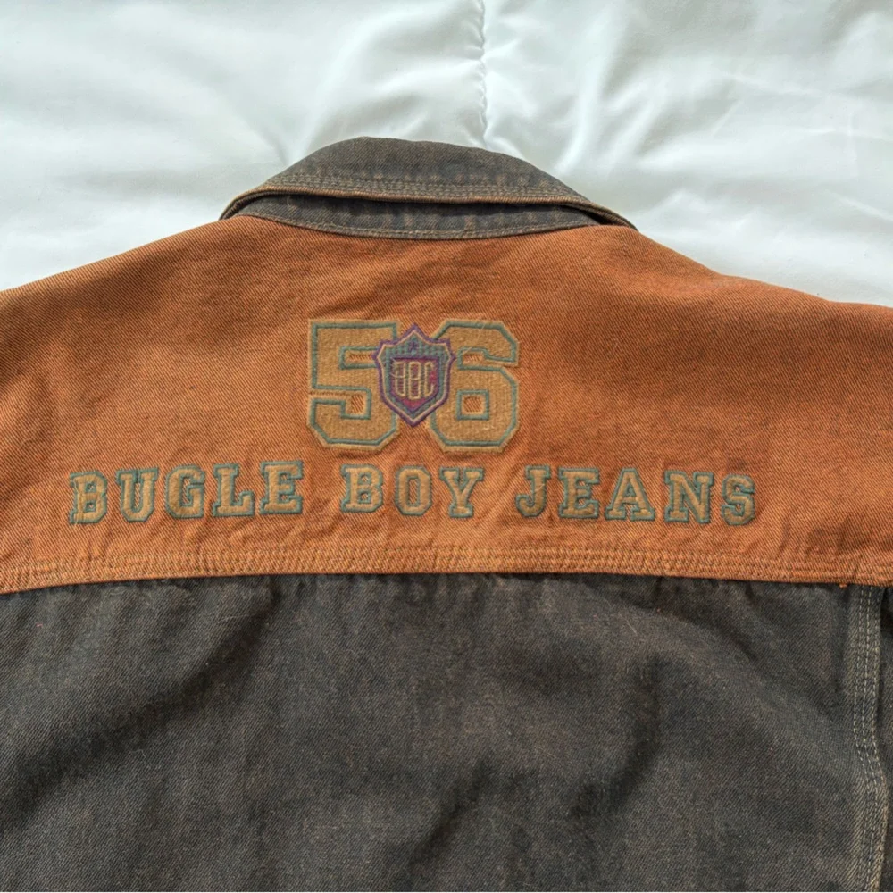 Vintage 90s Bugle Boy Two-Tone Brown and Orange Unisex Jean Jacket